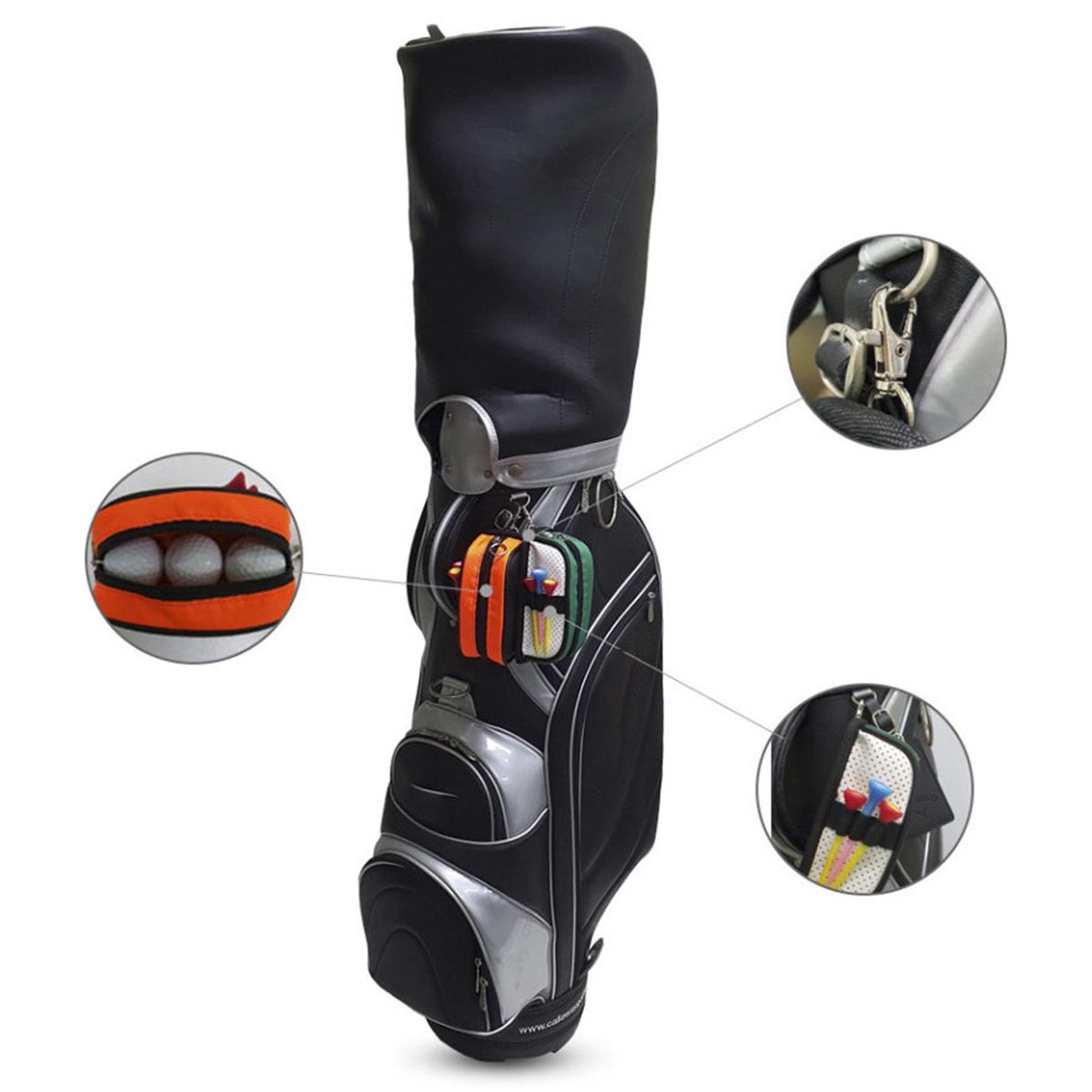 Small PU Golf Ball Bag Carrying Case Zipper Training Supply For White