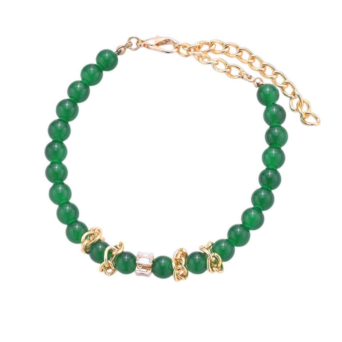 Dog Collar Rhinestone Decor Cat Dog Beads Necklace Pet Jewelry Green