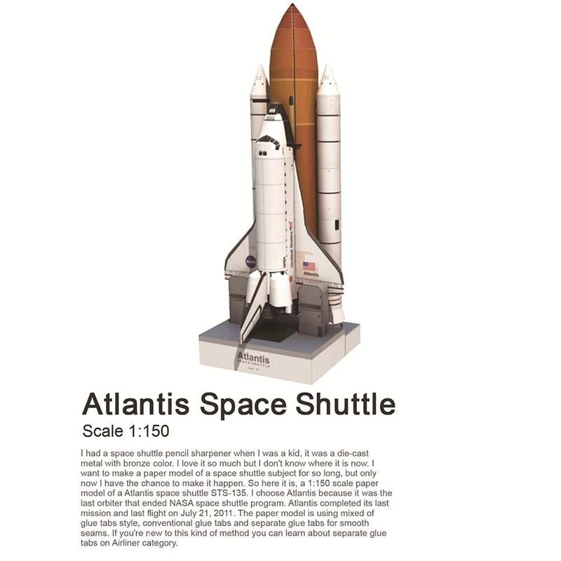 1: 150 Space Shuttle Paper Model Toy Glossy Coated Paper Craft Space Rocket DIY Puzzle Kids Adult Model Toys