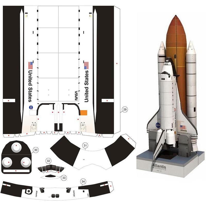 1: 150 Space Shuttle Paper Model Toy Glossy Coated Paper Craft Space Rocket DIY Puzzle Kids Adult Model Toys