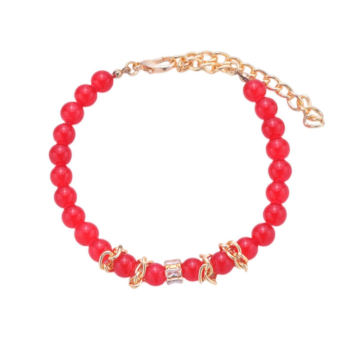 Dog Collar Rhinestone Decor Cat Dog Beads Necklace Pet Jewelry Red