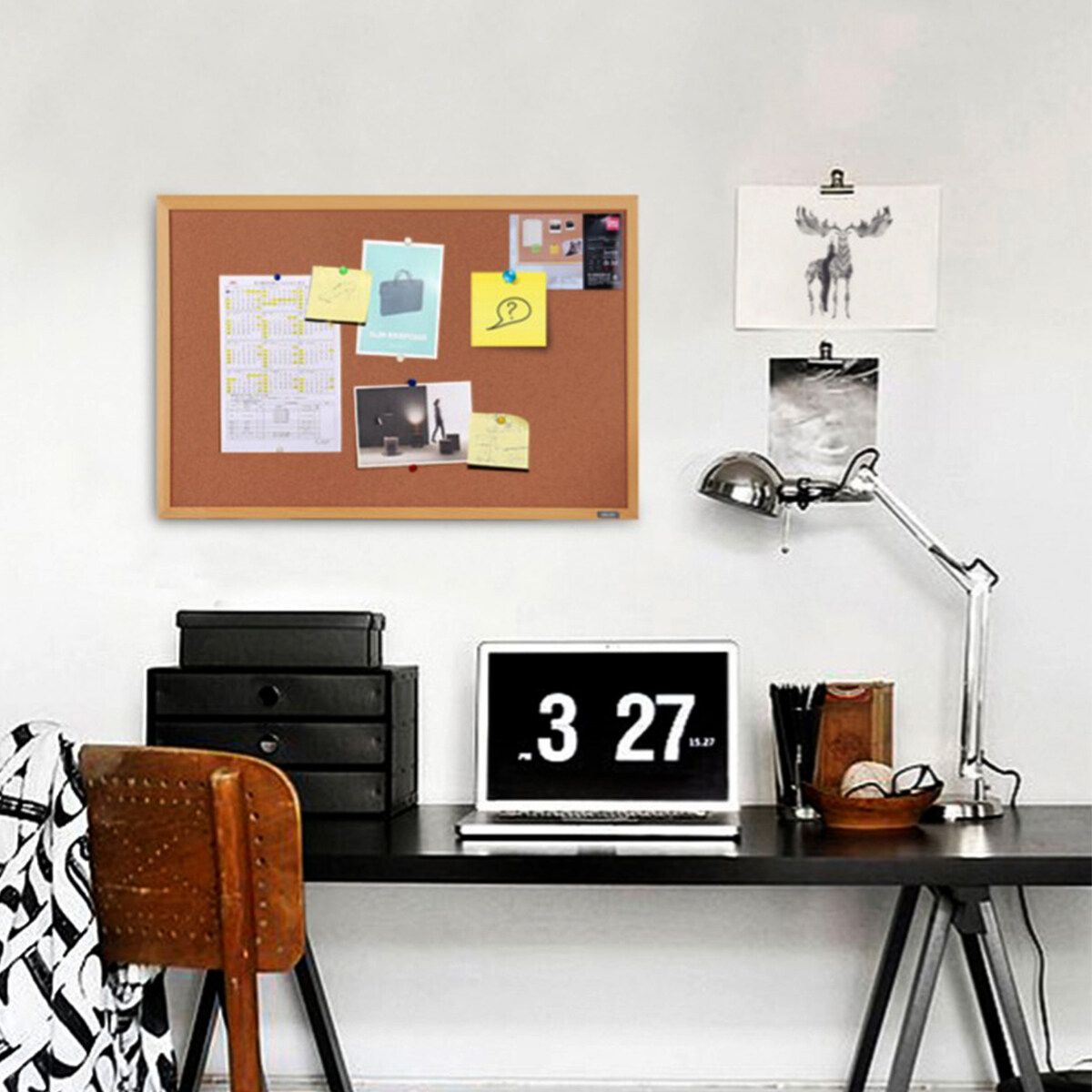 Cork Pin Message Notice Wood Board For Home Office Shop Memo School 30x40cm