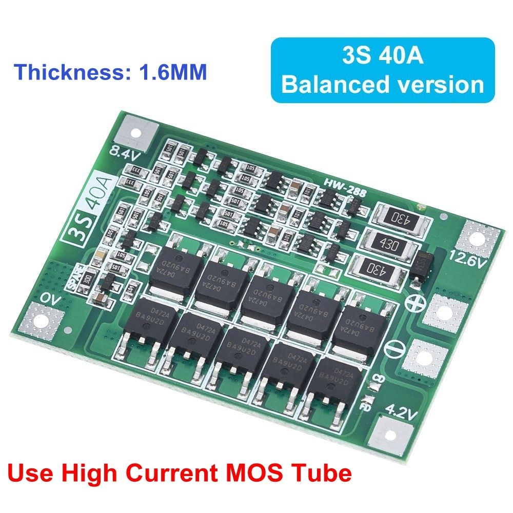 3S 4S 40A 60A Li-ion Lithium Battery Charger Protection Board 18650  BMS For Drill Motor 11.1V 12.6V/14.8V 16.8V Enhance Balance