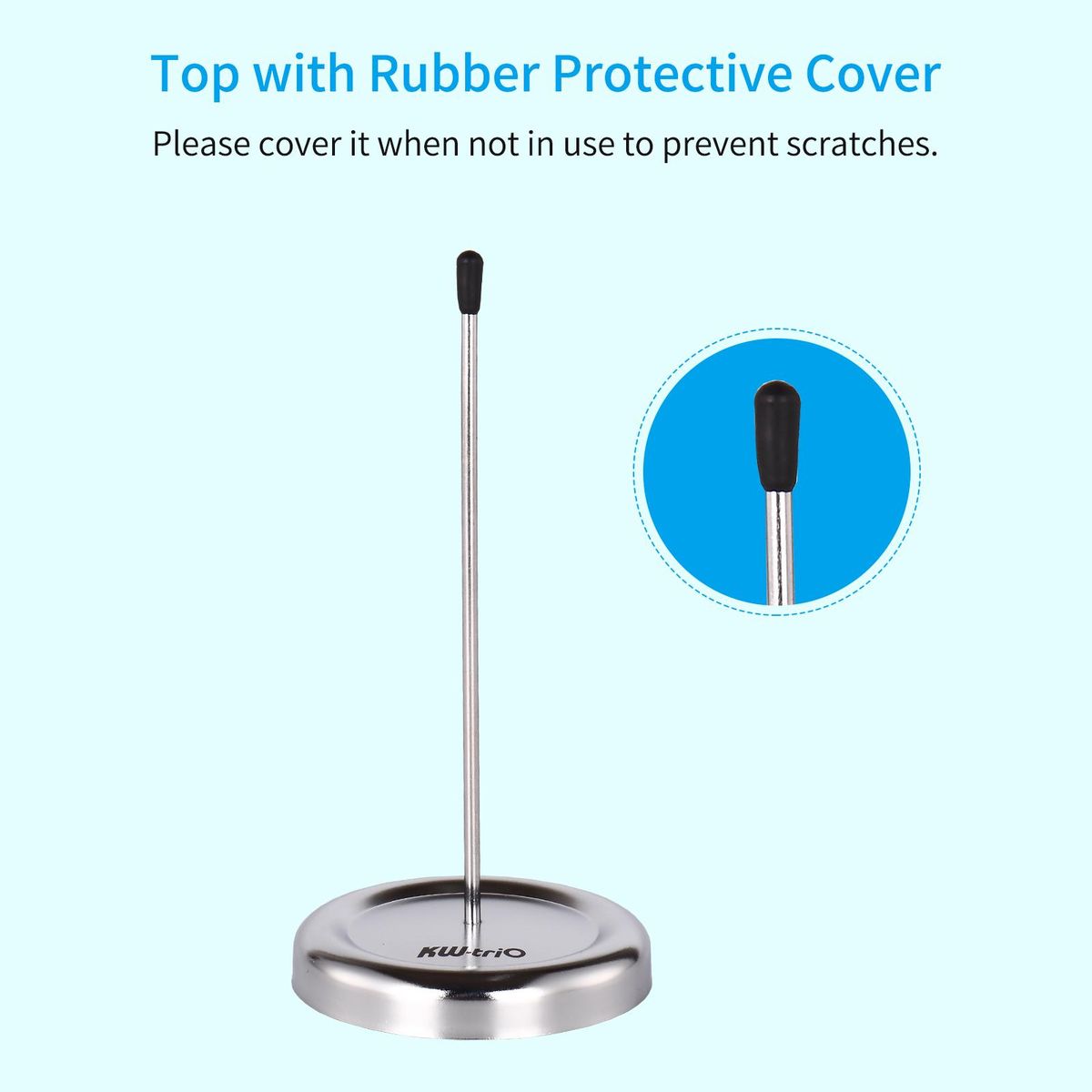 KW-trio All Metal Straight Rod Desk Receipt Holder Spike Stick Bill Notes Paper Memo Fork Check Spindle Restaurant Ticket Holder with Protective Cover