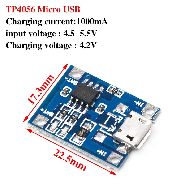 10PCs Micro USB 5V 1A 18650 TP4056 Lithium Battery Charger Module Charging Board With Protection Dual Functions 1A Li-ion