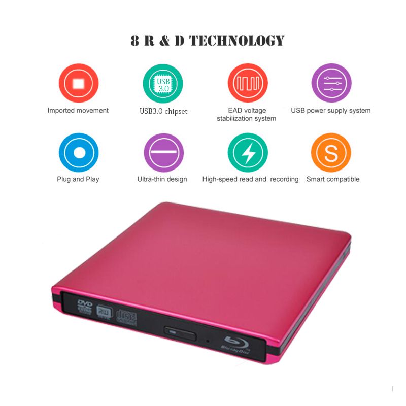USB3.0 Blu-ray Drive External  DVD Burner 3D Bluray Player External DVD Drive BD-ROM DVD-RW Burner Writer Forbook Laptop PC