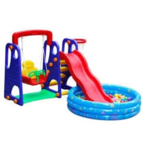 Kids Indoor & Outdoor 3 In 1 Playground Set With Inflatable Pool & Multicoloured Pit Balls