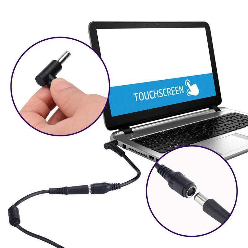 7.4x5.0mm To 4.5x3.0mm Tip DC Power Adapter Charger Connector For HP Laptop Stream Spectre Pavilion Envy Elitebook Split Chrome-elbow