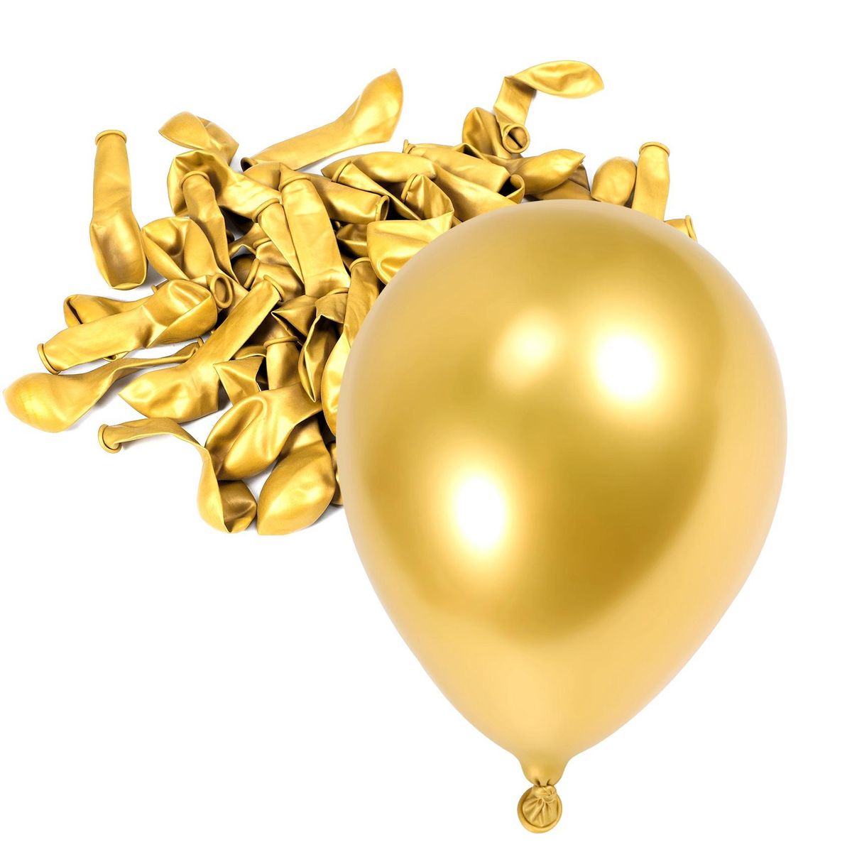 100Pcs Gold Metallic Chrome Latex Balloons, 5Inch Round
