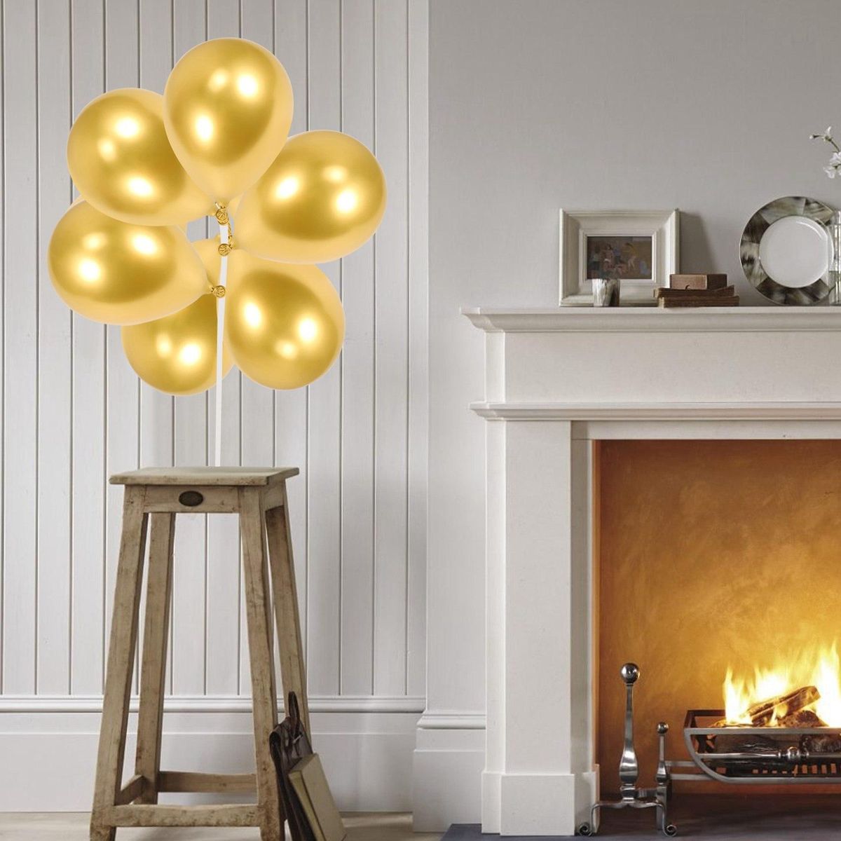 100Pcs Gold Metallic Chrome Latex Balloons, 5Inch Round