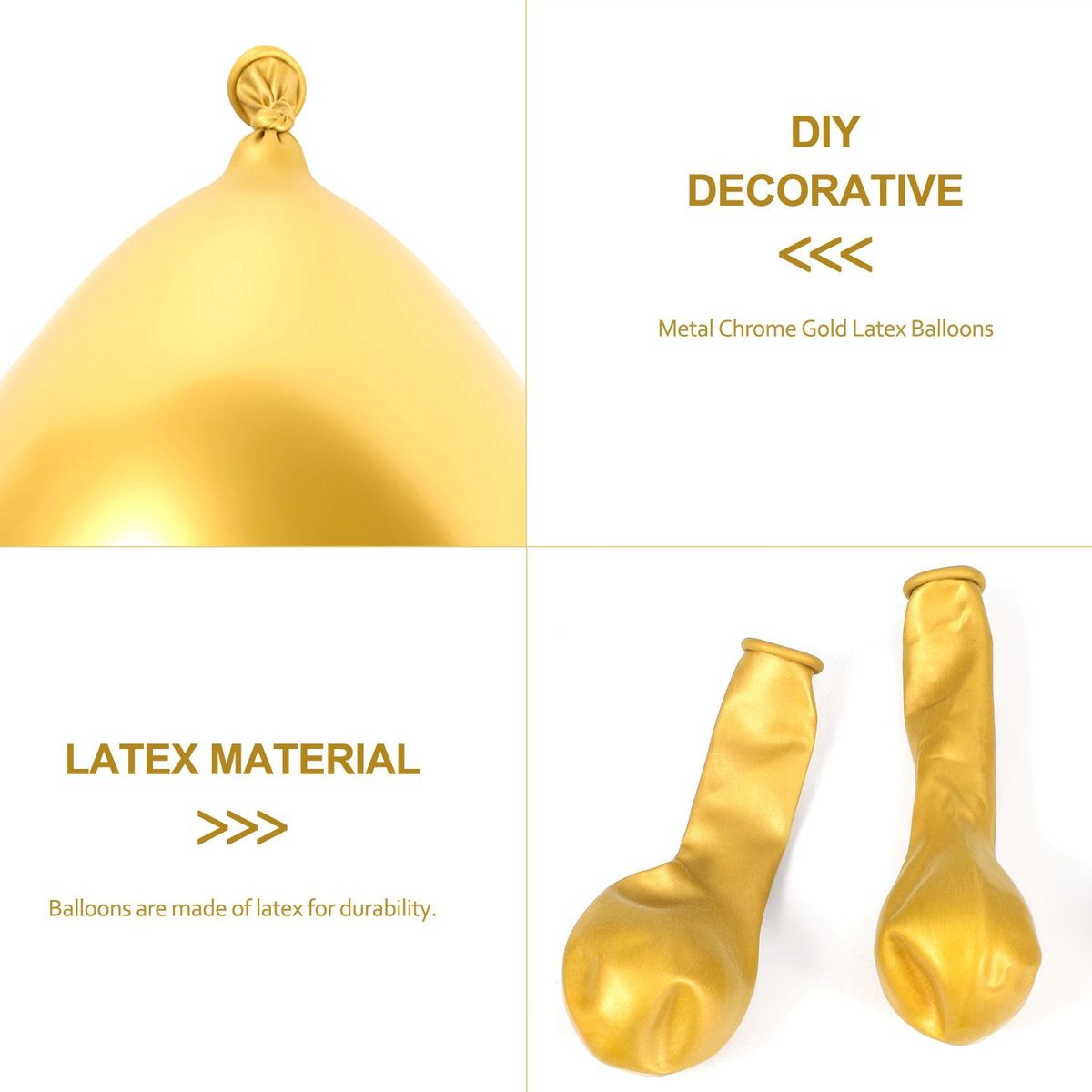 100Pcs Gold Metallic Chrome Latex Balloons, 5Inch Round
