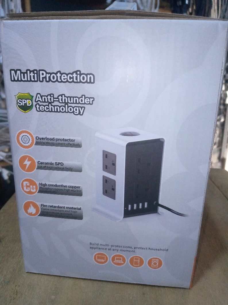Vertical Multi Protection  Socket With USB 4 Port