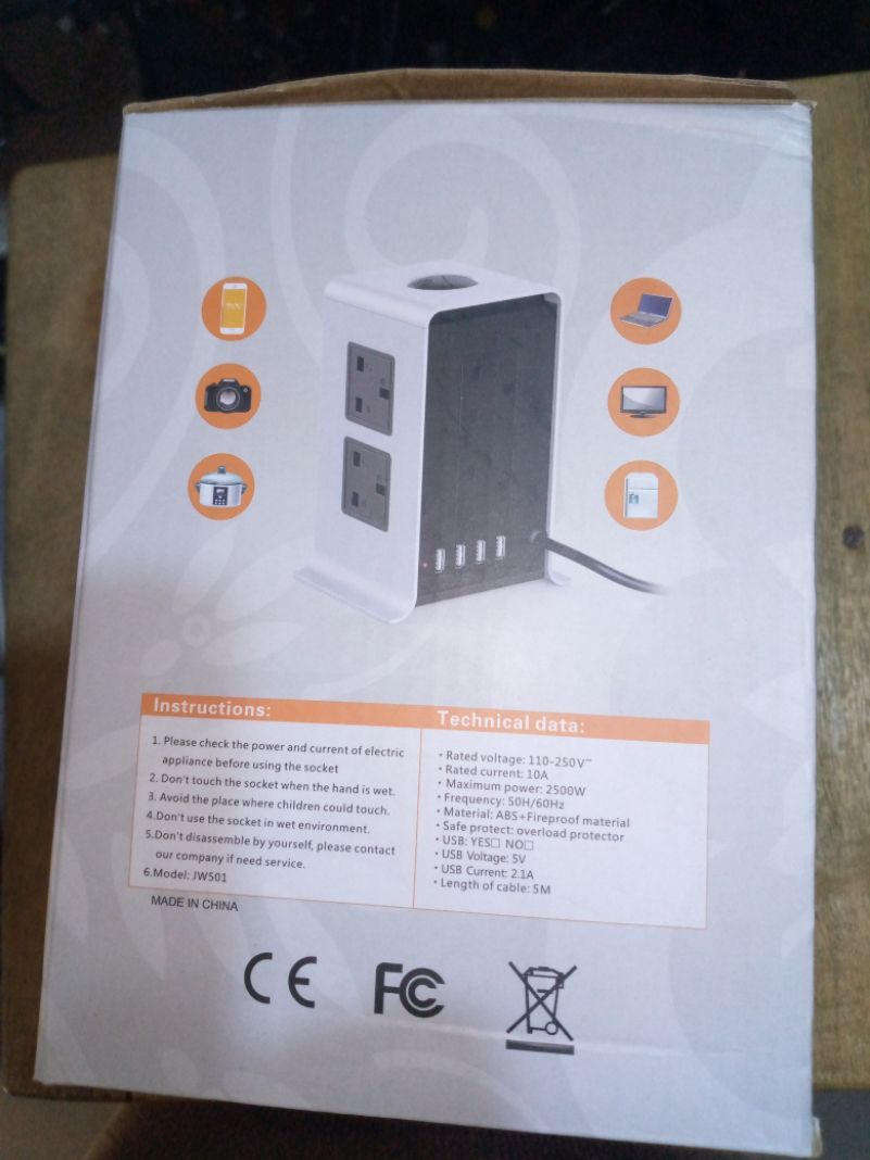 Vertical Multi Protection  Socket With USB 4 Port