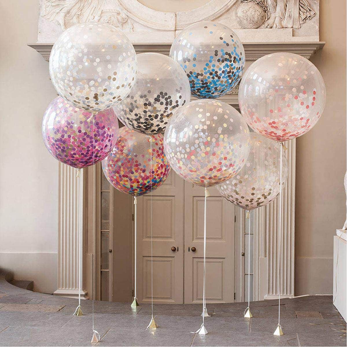 20pcs 12'' Clear Latex Helium Confetti Balloons Birthday Wedding Party Decor Rose Red Rose Red