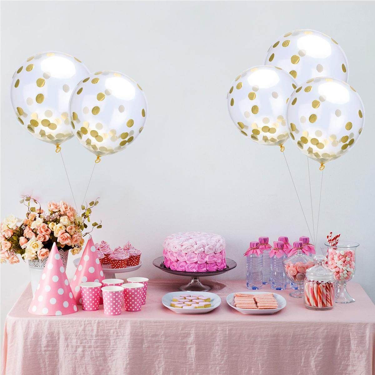 20pcs 12'' Clear Latex Helium Confetti Balloons Birthday Wedding Party Decor Rose Red Rose Red