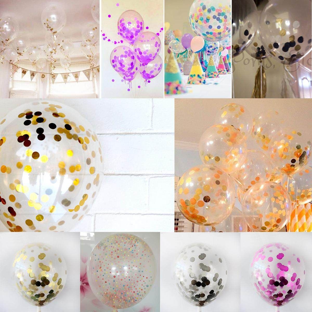 20pcs 12'' Clear Latex Helium Confetti Balloons Birthday Wedding Party Decor Rose Red Rose Red