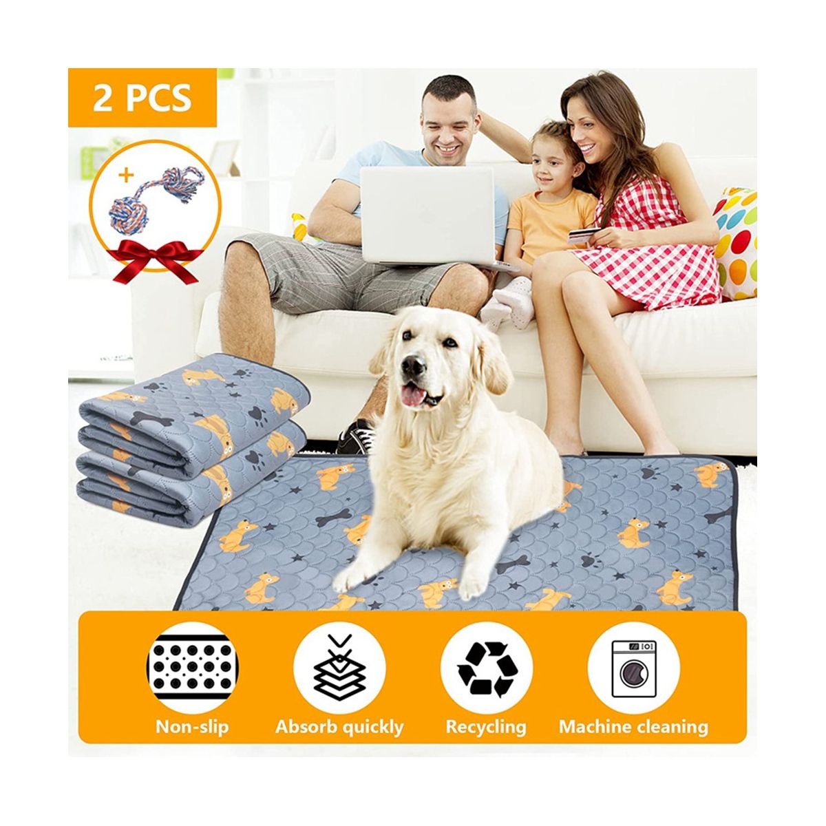 2Pcs Reusable Washable Guinea Pig Bedding Puppy, Light