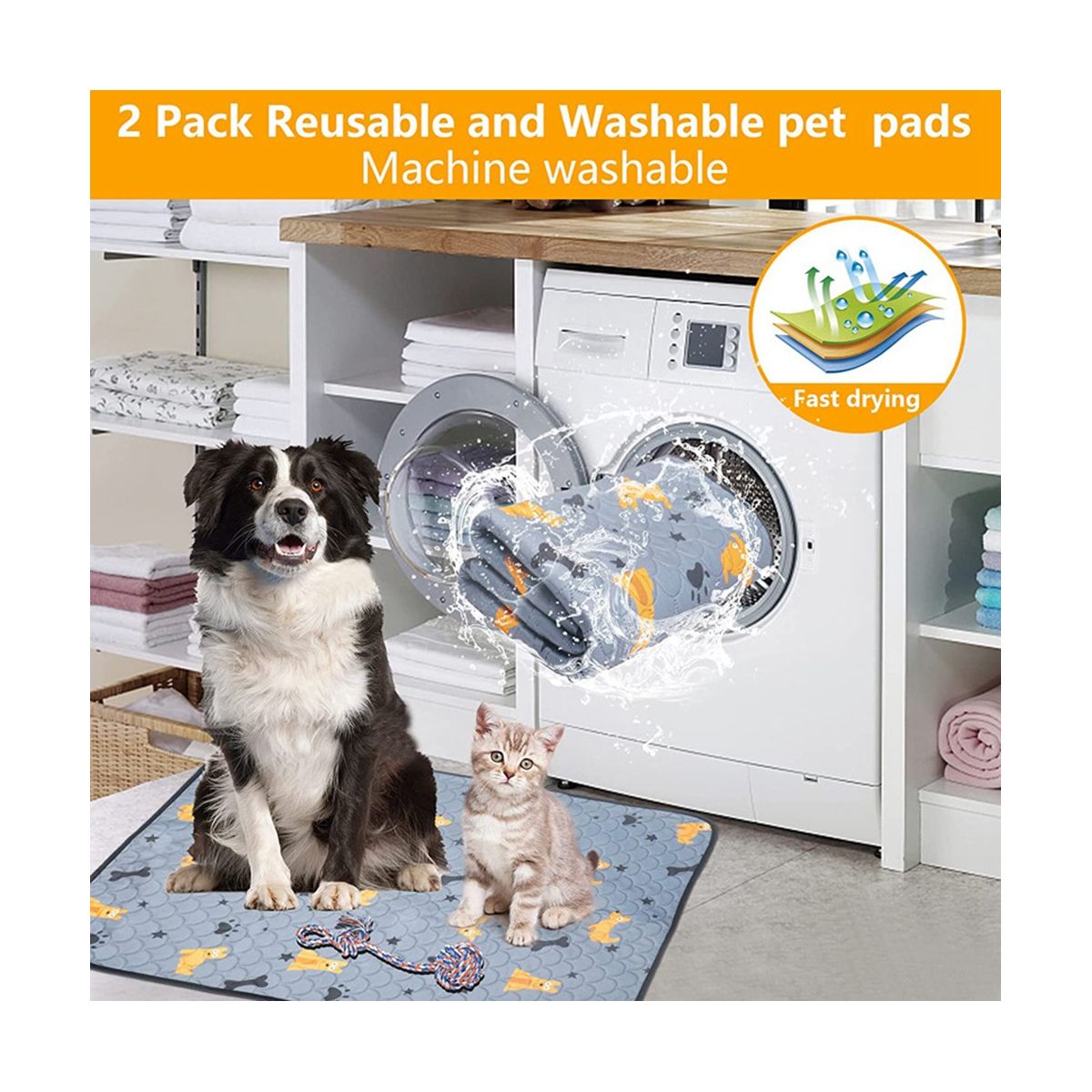 2Pcs Reusable Washable Guinea Pig Bedding Puppy, Light
