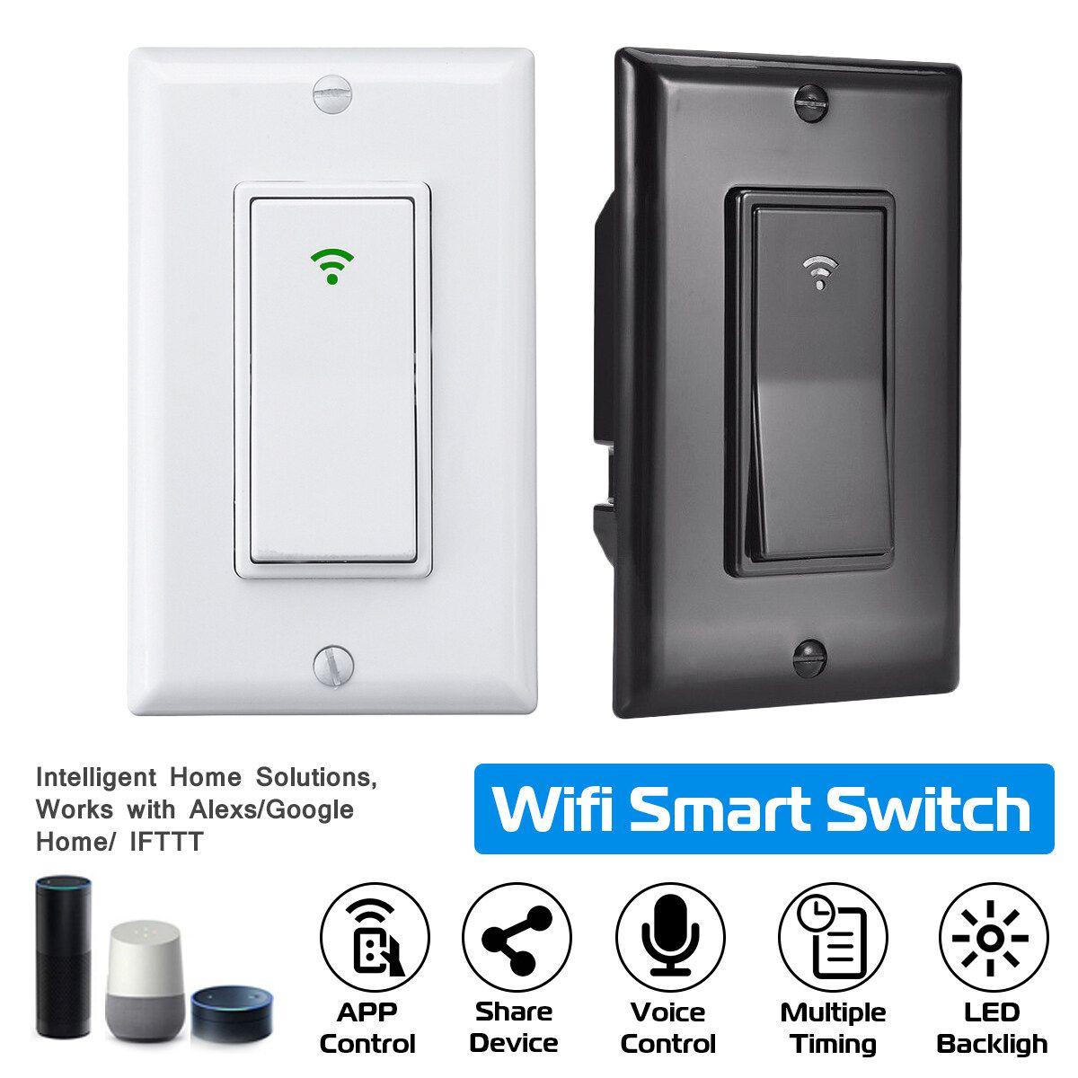 WIFI Smart Wall Light Touch Switch App 1 Gang Black