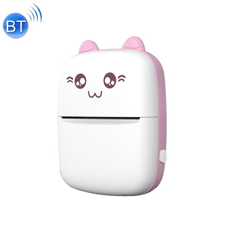 Portable Mini Thermal Printer Bluetooth Photo Printer Student Homework Mistakes Collections Printer(English Version Pink )