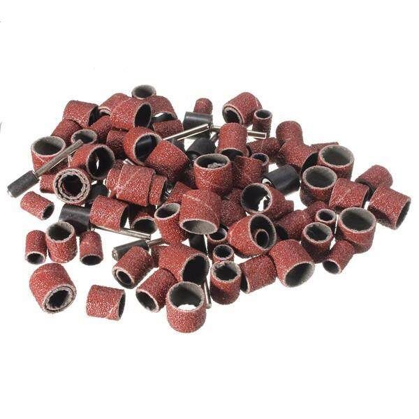102Pcs 80Grit Sanding Drum Sleeves Drum Mandrel 1/2'' 3/8'' 1/4” For Rotary Tool
