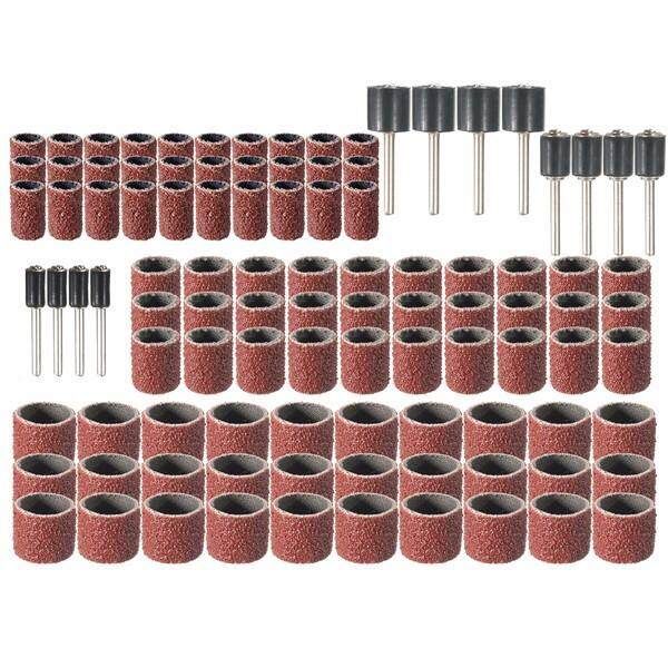 102Pcs 80Grit Sanding Drum Sleeves Drum Mandrel 1/2'' 3/8'' 1/4” For Rotary Tool
