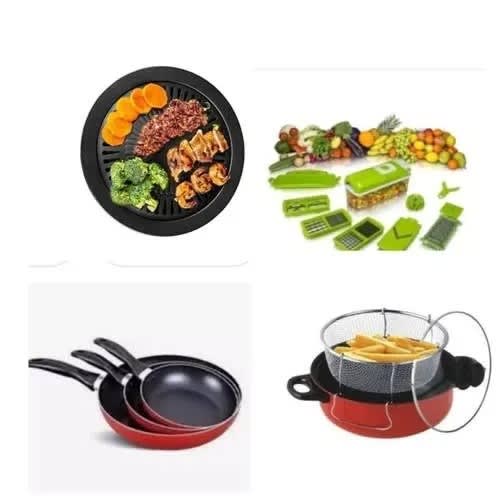 Stove Grill - Vegetable Chopper - Frying Pans & Deep Fryer Set