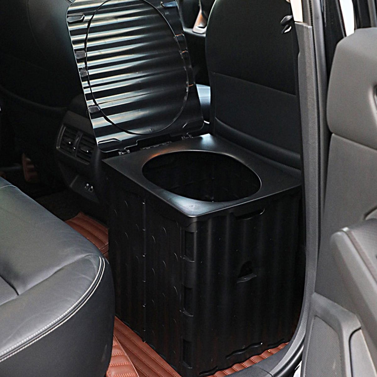 1 Set Mobile Toilet Travel Hiking Portable Commode Black