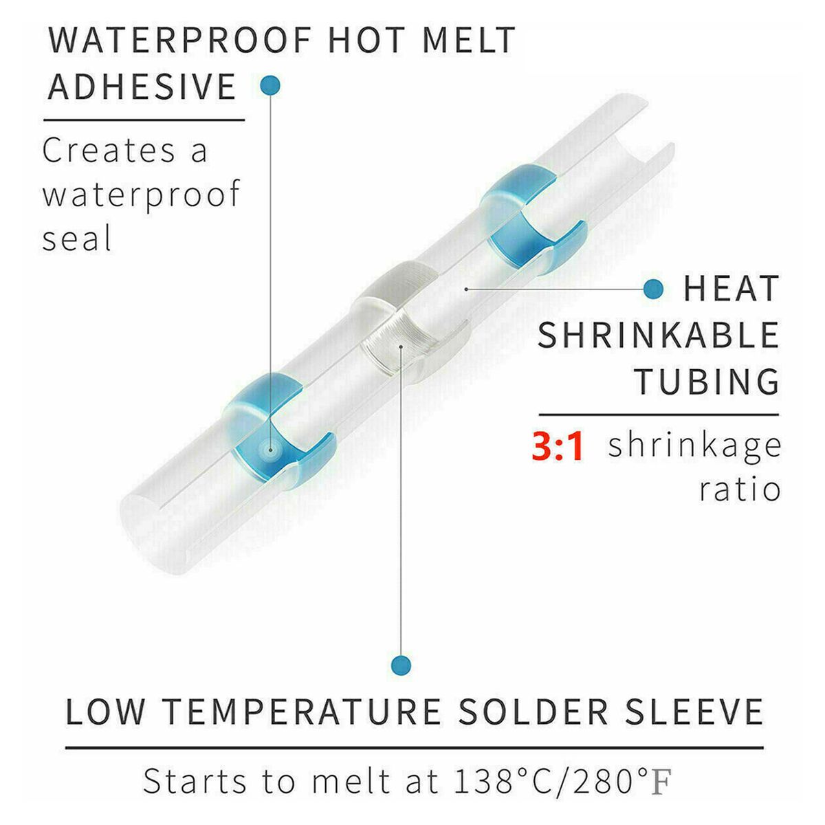 800Pcs Waterproof Heat Shrink Wire Connectors Terminals