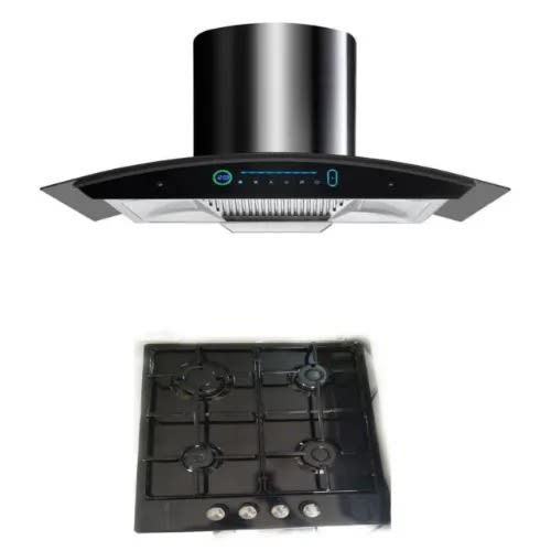 4burner Gas Cooker + 90cm Sensor Hand Control Range Hood
