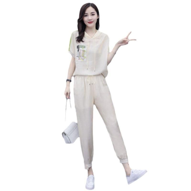 Women's Sports Suit 2023 Summer New Fashion Hooded Sweater Comfortable High Waist Skinny Pants Western Style Two-Piece Suit