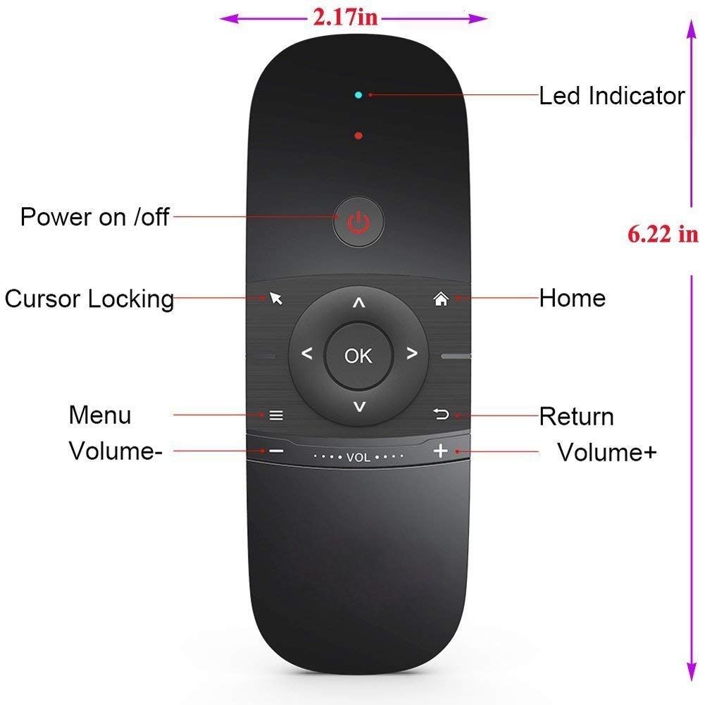 W1 Wireless QWERTY 57-Keys Keyboard 2.4G Air Mouse Remote Controller With LED Indicator For Android TV Box, Mini PC, Smart TV, Projector, HTPC, All-in-one PC / TV
