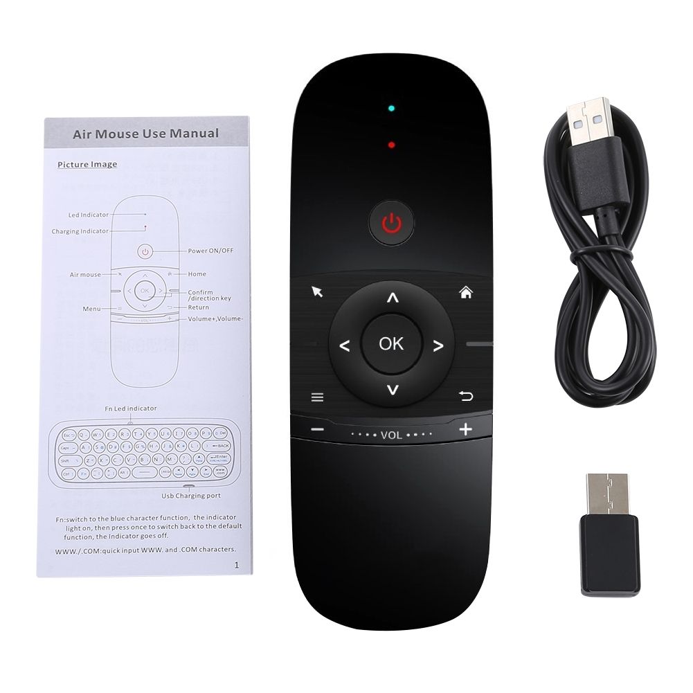 W1 Wireless QWERTY 57-Keys Keyboard 2.4G Air Mouse Remote Controller With LED Indicator For Android TV Box, Mini PC, Smart TV, Projector, HTPC, All-in-one PC / TV