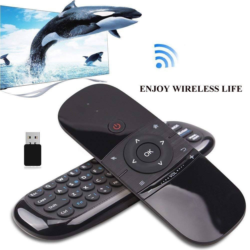 W1 Wireless QWERTY 57-Keys Keyboard 2.4G Air Mouse Remote Controller With LED Indicator For Android TV Box, Mini PC, Smart TV, Projector, HTPC, All-in-one PC / TV