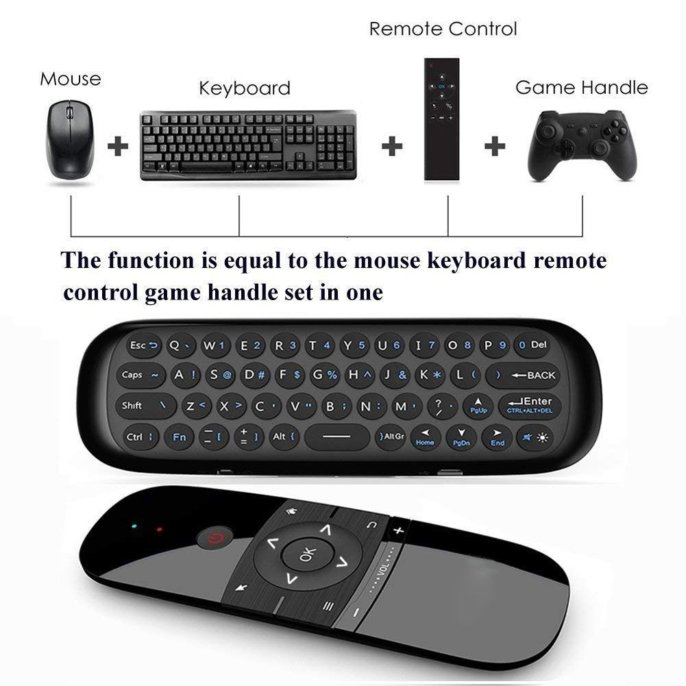 W1 Wireless QWERTY 57-Keys Keyboard 2.4G Air Mouse Remote Controller With LED Indicator For Android TV Box, Mini PC, Smart TV, Projector, HTPC, All-in-one PC / TV
