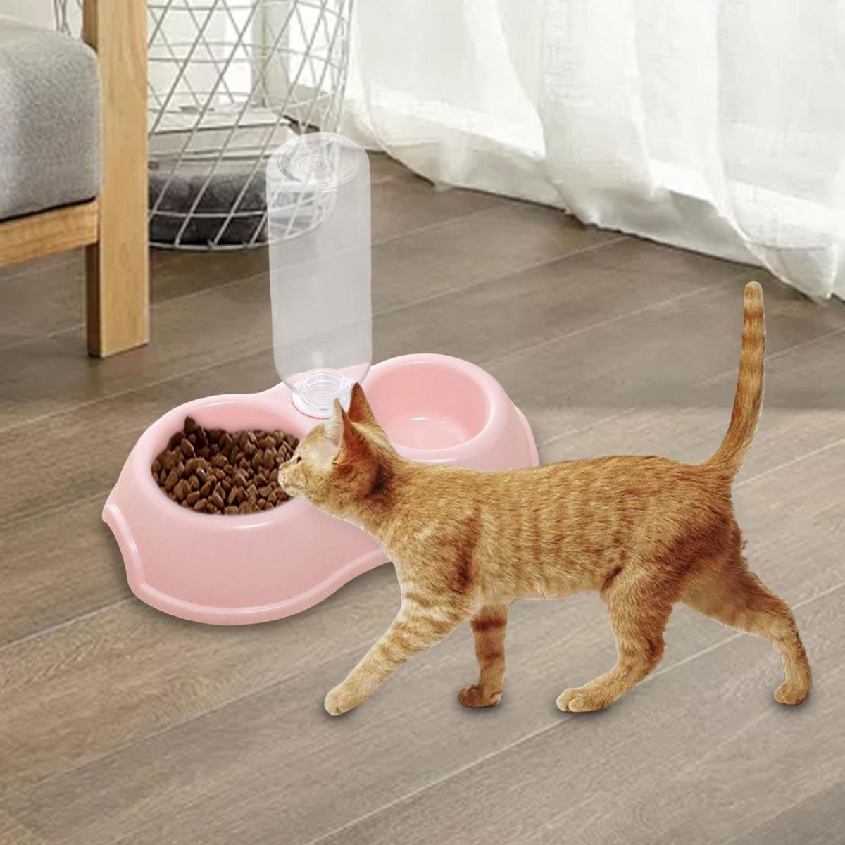 Pets Water And Food Bowl Set Puppy Feeder Drinking Pink