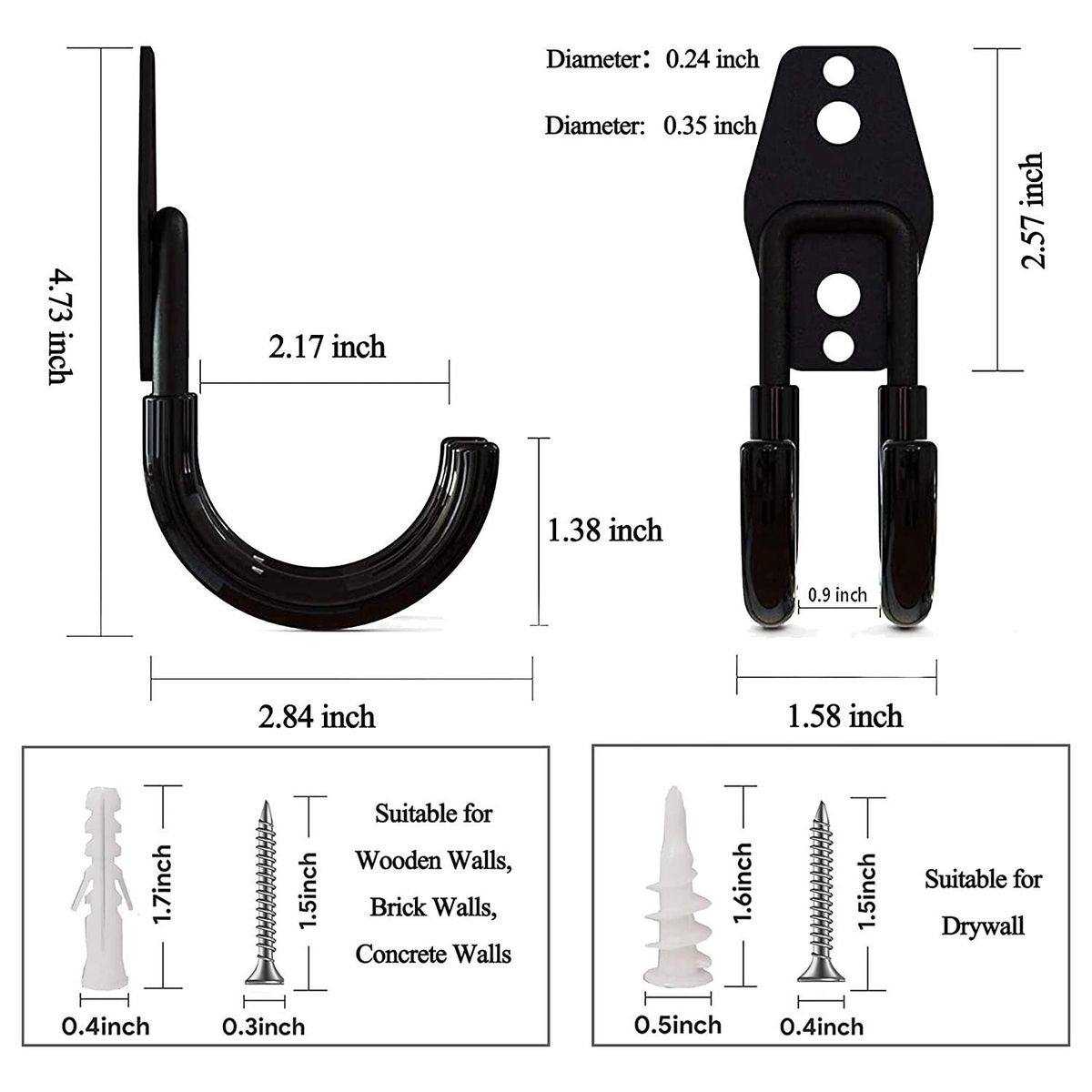 2 Pack Garage Hooks Heavy Duty Wall Mount Organizer Garage