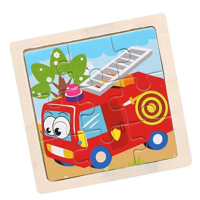 Small Puzzle  Hildren's Puzzle 9 Pie Es Of Woody Forest Animal Story Puzzle-Multicolor-Fire Truck