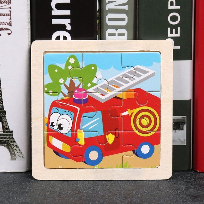 Small Puzzle  Hildren's Puzzle 9 Pie Es Of Woody Forest Animal Story Puzzle-Multicolor-Fire Truck