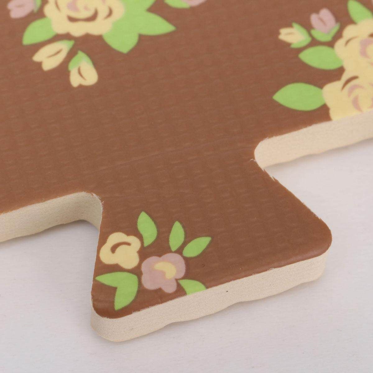 9PCS Wood Interlock EVA Foam Floor Puzzle Pad Work Gym Mat Kid Safety Play Rug Coffee Flower