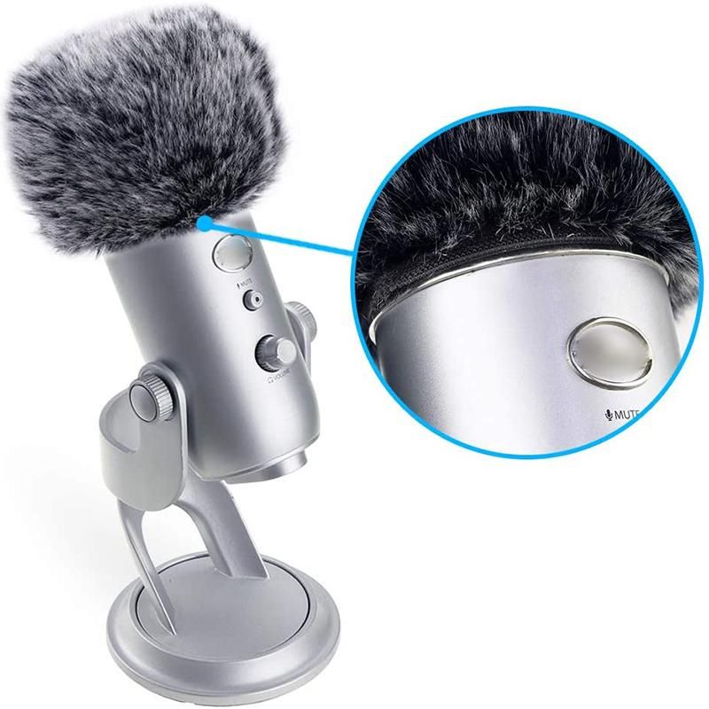 Furry Windshield Foam Microphone Windshield-for Blue Yeti, Blue Yeti Pro USB Microphone Windshield Pop-Up Filter (2Pcs)