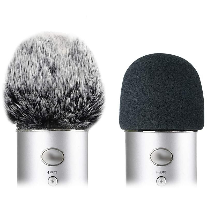 Furry Windshield Foam Microphone Windshield-for Blue Yeti, Blue Yeti Pro USB Microphone Windshield Pop-Up Filter (2Pcs)