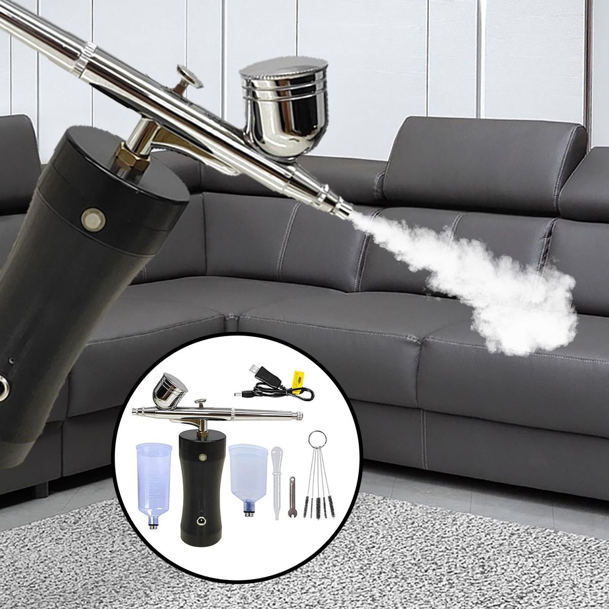 Handheld Mini Airbrush Set  Pump Air Compressor Kit For Black
