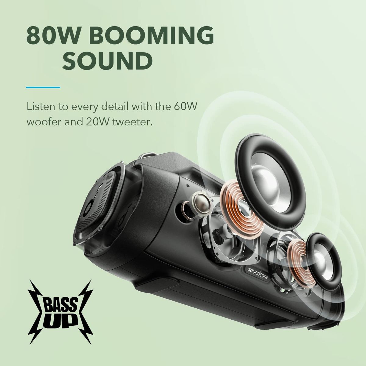 Soundcore Motion Boom Plus - 80W Stereo Sound - IP67 - 20 Hours Of Playtime - Black