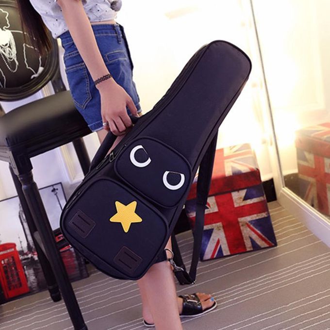 Ukulele Black Bag Adjustable Belt Canvas Carrying Bag Handbag