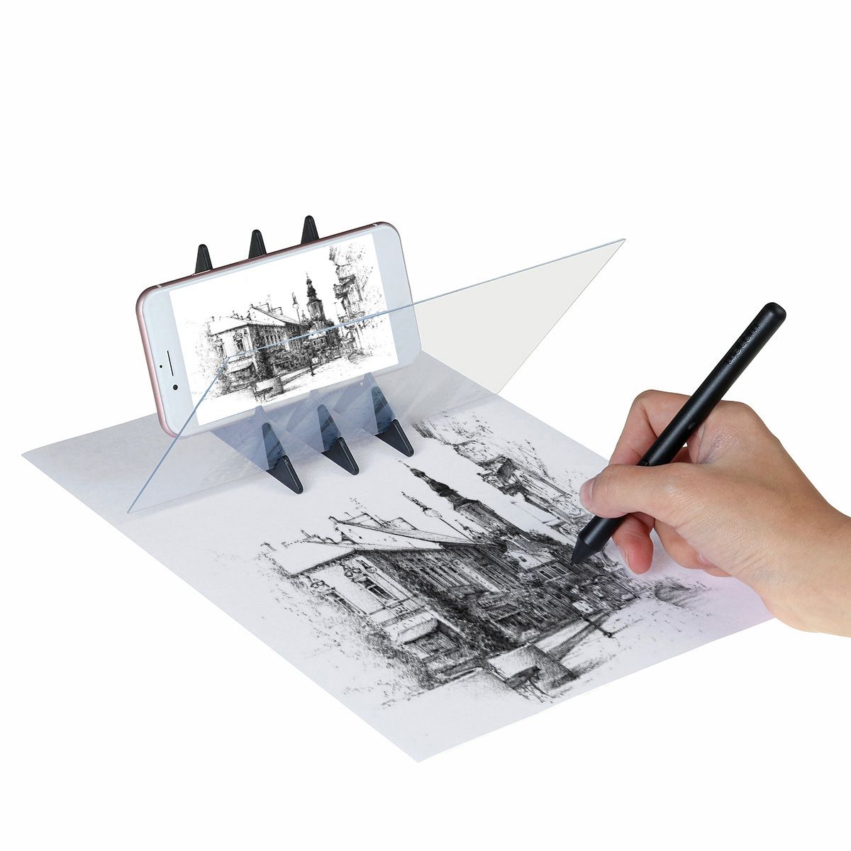 Tracking Projection Optical Drawing Board Sketch Mirror Facing Copy Table Reflection Light Image Board With Mobile Phone Bracket