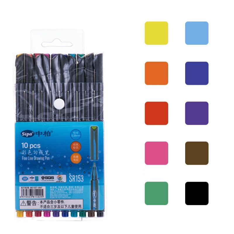 10 Pcs Set Sipa Micron Color Pen Fine Line Drawing Pens