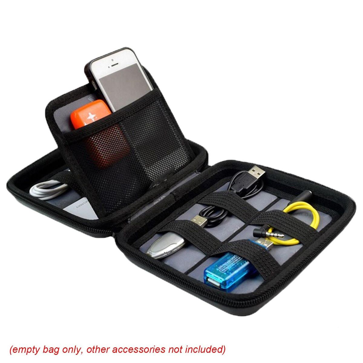 Electronics Cord Case Double Layer Electronic Accessories Organizer Hard EVA Shell Storage Case for Cables, Power Banks, USB, Hard Drive, Memory Cards, Plug and More