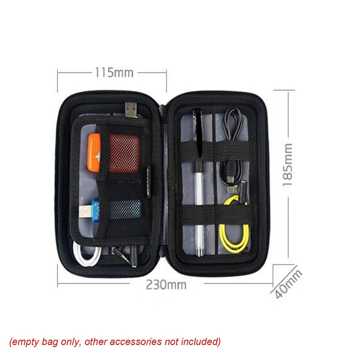 Electronics Cord Case Double Layer Electronic Accessories Organizer Hard EVA Shell Storage Case for Cables, Power Banks, USB, Hard Drive, Memory Cards, Plug and More
