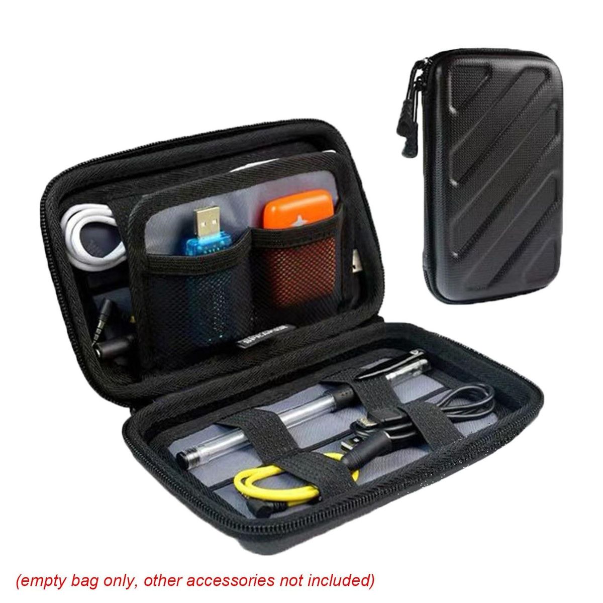Electronics Cord Case Double Layer Electronic Accessories Organizer Hard EVA Shell Storage Case for Cables, Power Banks, USB, Hard Drive, Memory Cards, Plug and More